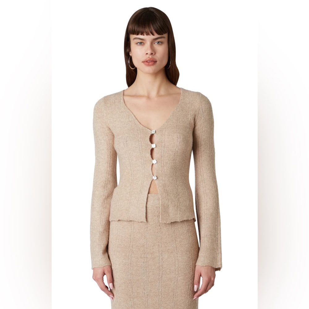 NIA Mina Ribbed Knit Cardigan Sweater